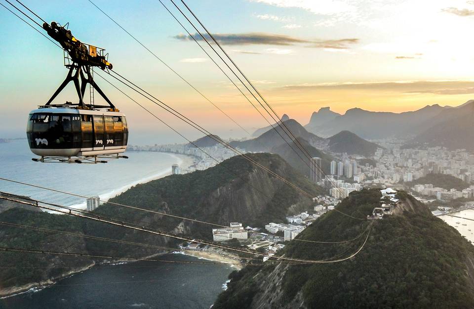 The Sugarloaf cable car at golden hour