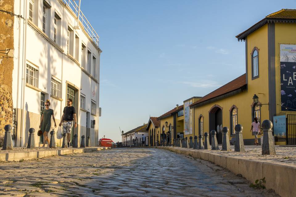 A cobblestone colonial street in Buzios